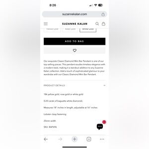 Suzanne Kalan White Gold Diamond Bar Pendant Necklace